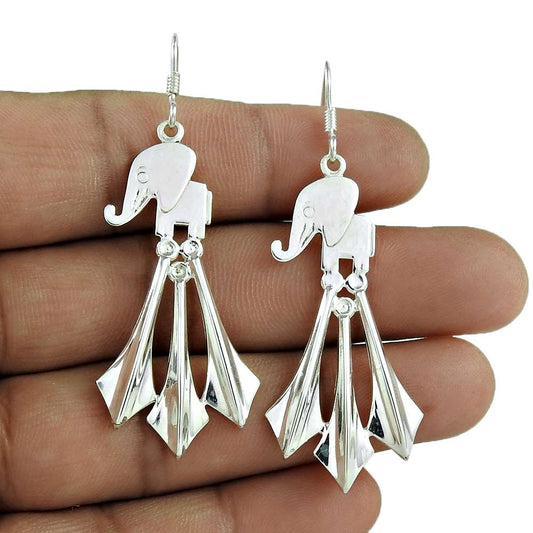 925 Sterling Silver Handcrafted Jewelry Dangle Ethnic Earrings E28