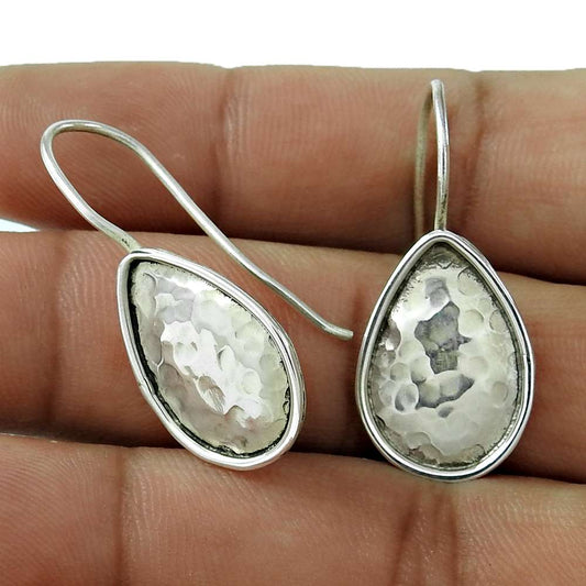 925 Solid Sterling Silver Jewelry Dangle Artisan Earrings L7