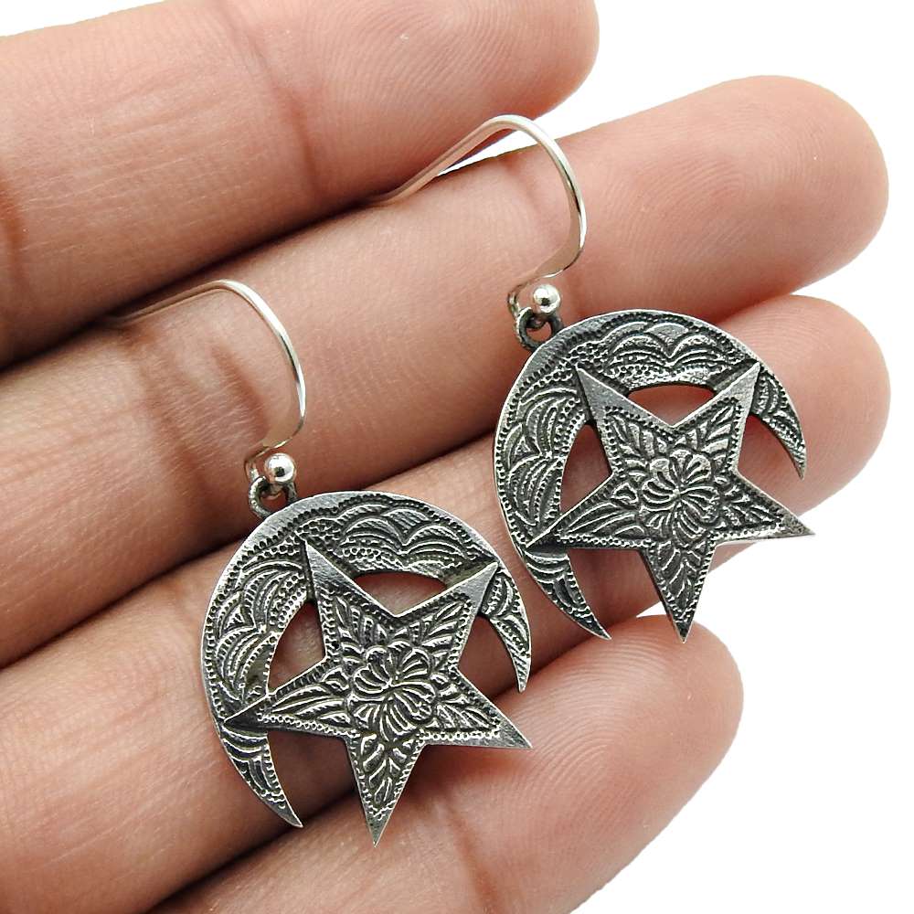 Handmade Jewelry 925 Solid Sterling Silver Antique Earrings K23