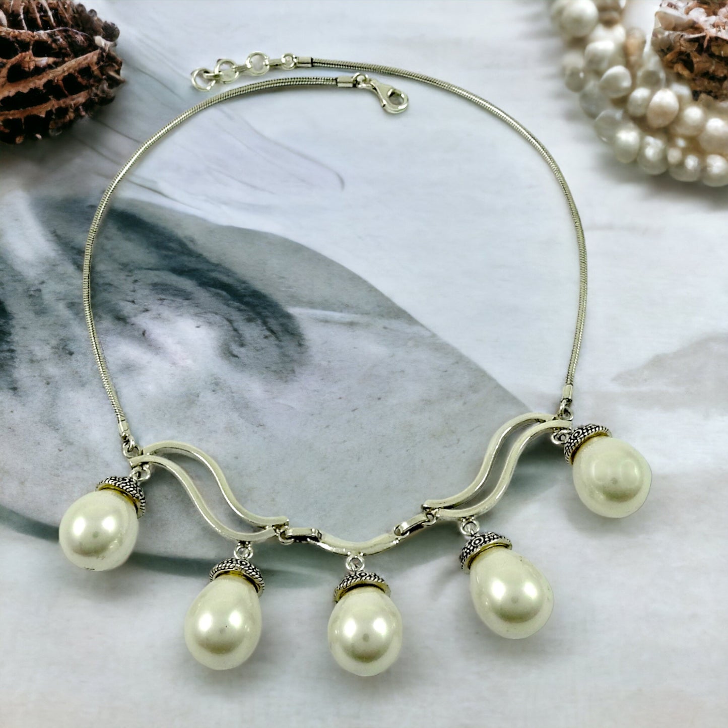 Natural Pearl Necklace 925 Sterling Silver Mothers Day Gift Jewelry F1