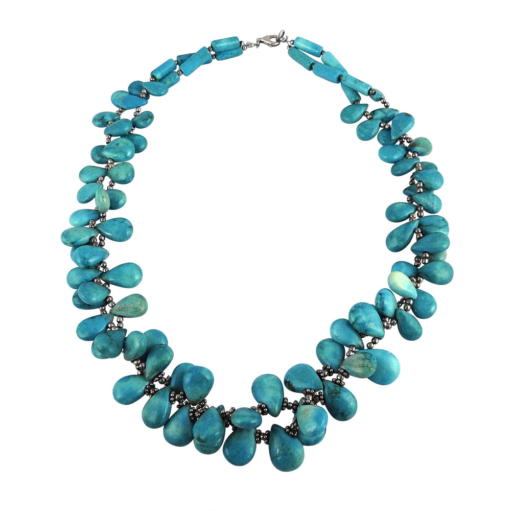 Natural Arizona Turquoise Gemstone 925 Silver Beaded Necklace For Girls L1