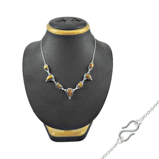101 Tiger Eye Stone Ethnic Necklace 925 Sterling Silver Jewelry Gift For Her W34