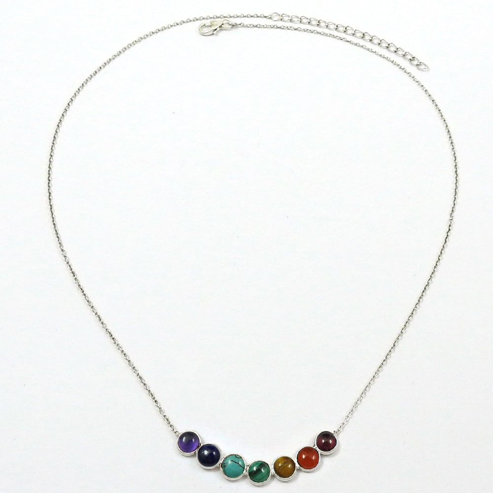 101 Round Lapis Lazuli Chakra Mother Cluster December Necklace 925 Sterling Silver