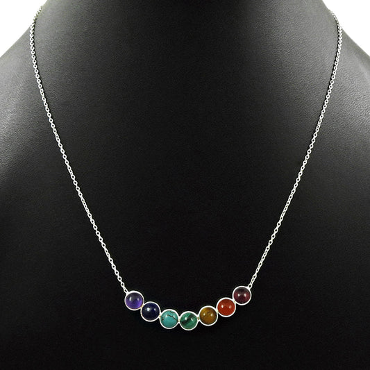 101 Round Lapis Lazuli Chakra Mother Cluster December Necklace 925 Sterling Silver
