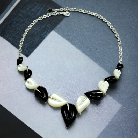 MOP Black Onyx Gemstone Necklace 925 Sterling Silver Traditional Jewelry D29