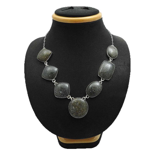 Black Sunstone Gemstone Necklace For Women 925 Sterling Silver Jewelry Z3