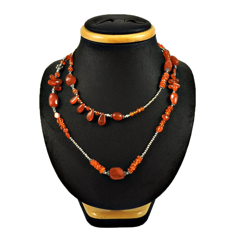 Natural Carnelian Gemstone 925 Sterling Silver Beaded Mothers Day Gift Necklace D3