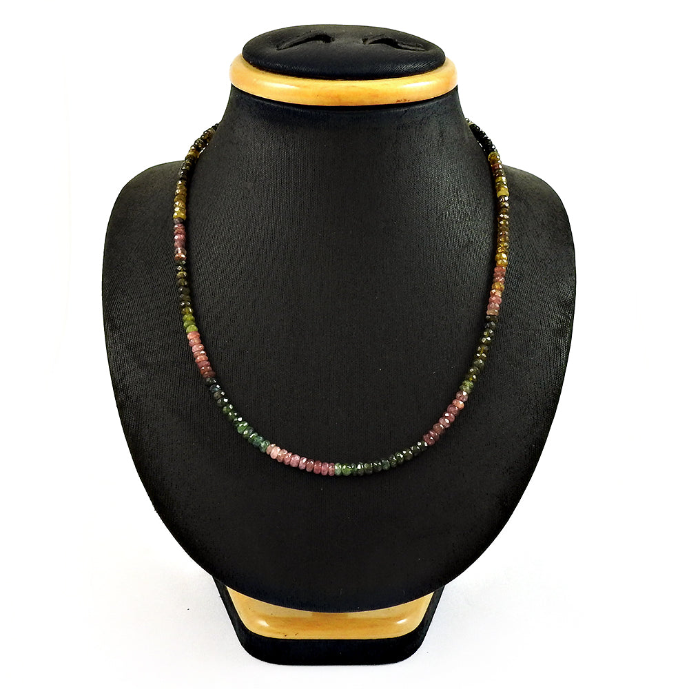 Mothers Day Gift 925 Silver Natural Tourmaline Gemstone Beaded Necklace K5