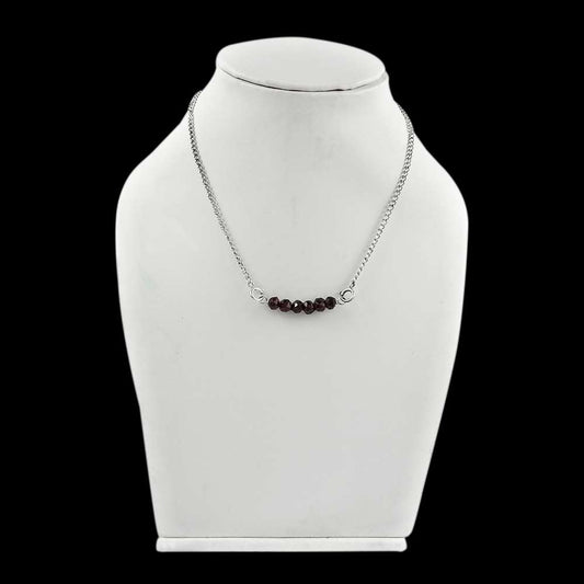 Big Natural Garnet Gemstone Sterling Silver Choker Necklace