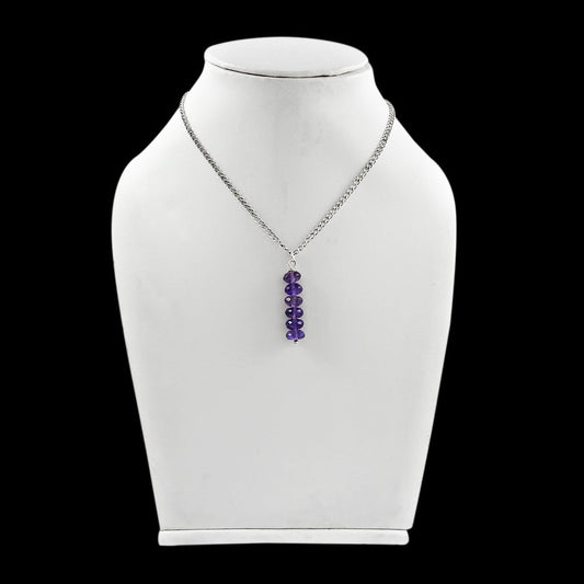 101 Gift For Her 925 Sterling Silver Natural Amethyst Gemstone Choker Necklace F5