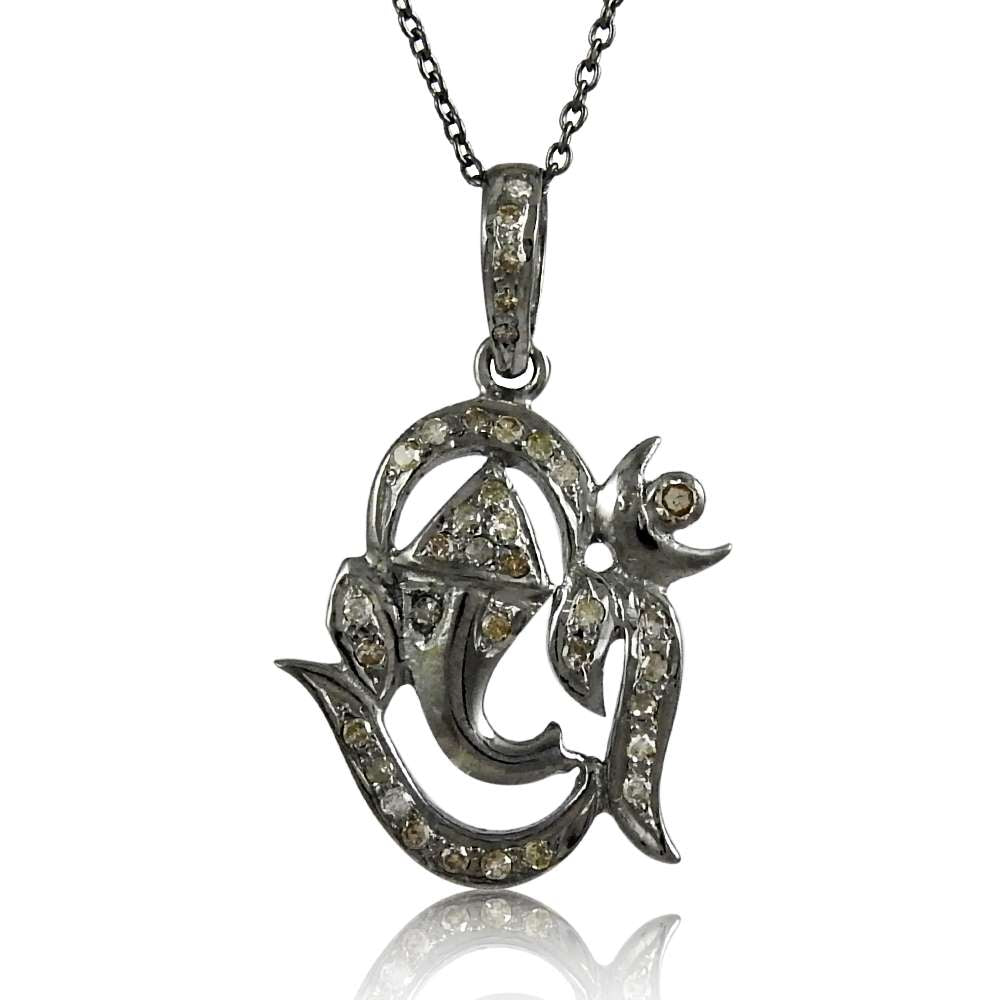 Diamond Ganesha Necklace 925 Sterling Silver Jewellery Necklace