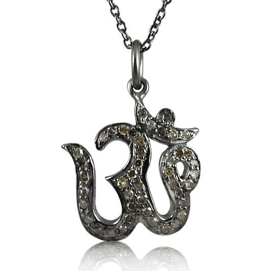 Large Fashion 925 Sterling Silver Diamond OM Necklace Al por mayor