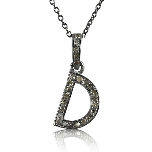 Letter "D" 925 Sterling Silver Diamond Necklace Mayorista