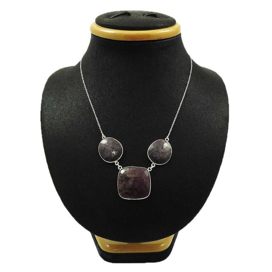 Natural MULTI SAPPHIRE Ethnic Necklace 925 Silver HANDMADE Fine Jewelry JJ2