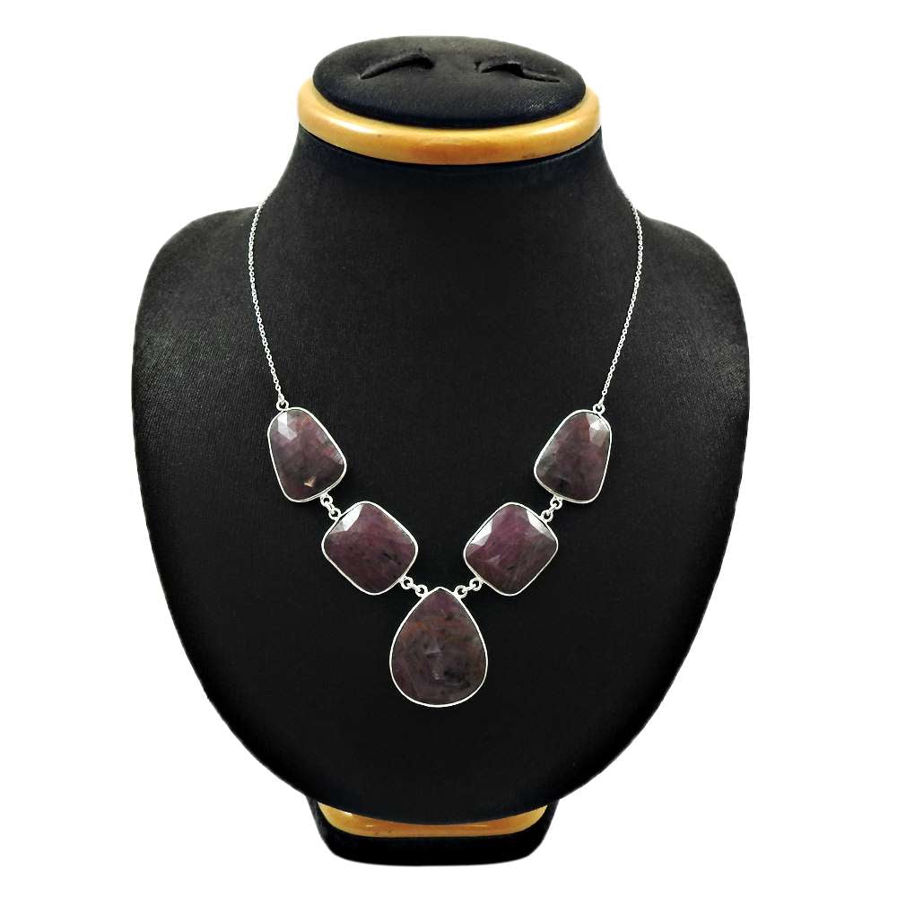 Natural MULTI SAPPHIRE HANDMADE Jewelry 925 Sterling Silver NECKLACE HH5