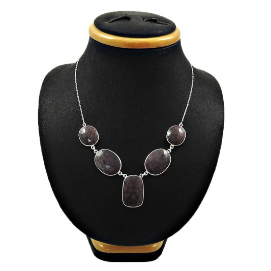 Natural MULTI SAPPHIRE NECKLACE 925 Sterling Silver HANDMADE Jewelry II5