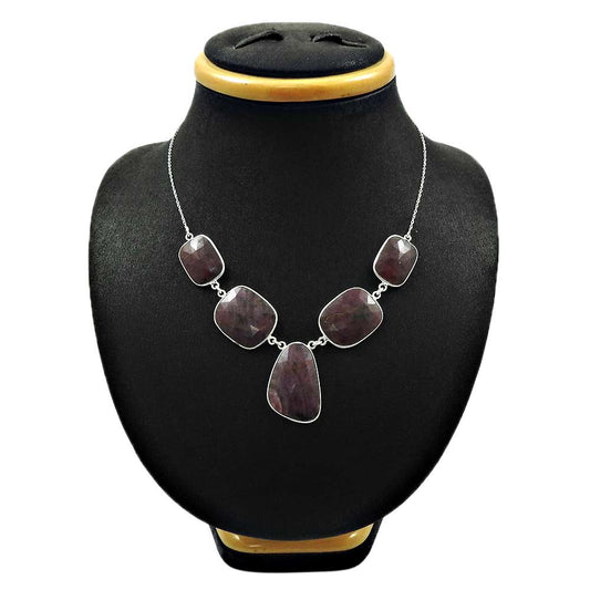 Natural MULTI SAPPHIRE HANDMADE Jewelry 925 Sterling Silver NECKLACE AA6