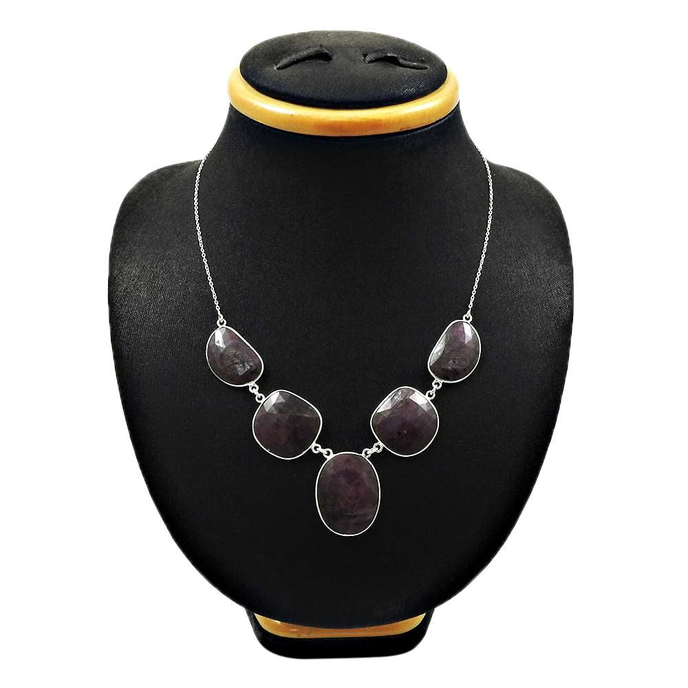Natural MULTI SAPPHIRE Gemstone Necklace 925 Silver HANDMADE Jewelry FF6