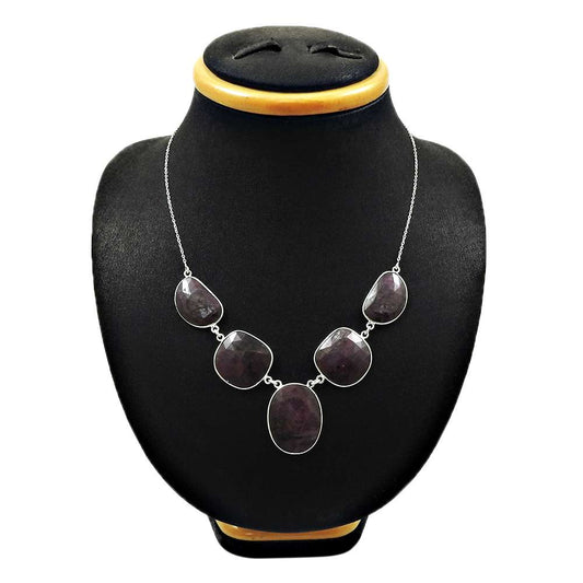Natural MULTI SAPPHIRE Gemstone Necklace 925 Silver HANDMADE Jewelry FF6