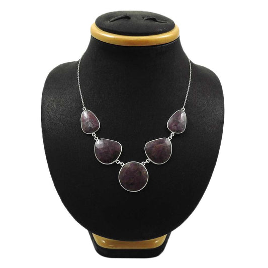 HANDMADE 925 Sterling Silver Jewelry Natural MULTI SAPPHIRE Gemstone Necklace HH6