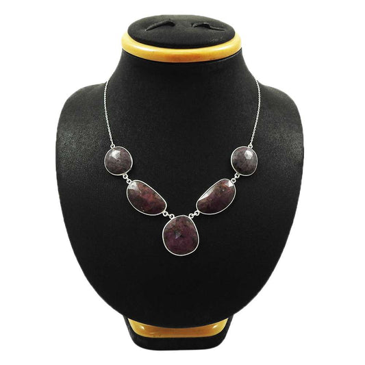 Natural MULTI SAPPHIRE Gemstone HANDMADE Jewelry 925 Silver Necklace II6