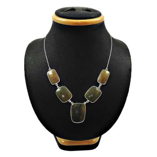 Natural MULTI SAPPHIRE Gemstone HANDMADE Jewelry 925 Sterling Silver Necklace BB7