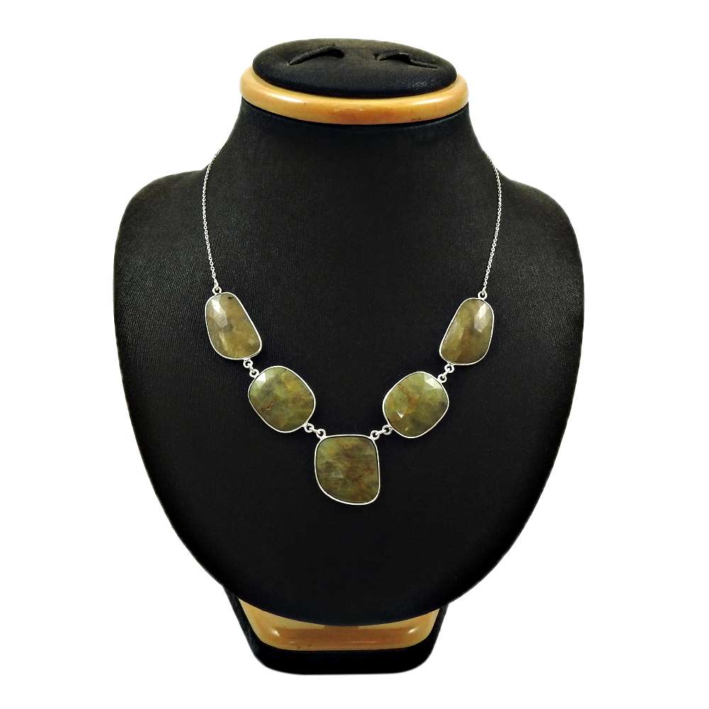 HANDMADE 925 Sterling Silver Jewelry Natural MULTI SAPPHIRE Gemstone Necklace EE7