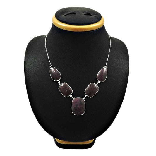 Natural MULTI SAPPHIRE Gemstone Necklace 925 Silver HANDMADE Fine Jewelry MM7