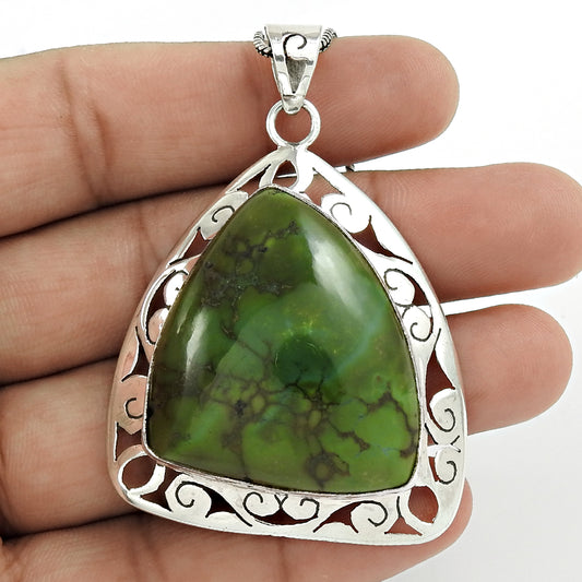 Natural Turquoise Gemstone Pendant 925 Sterling Silver Indian Jewelry C3