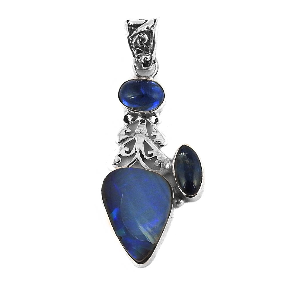 Natural Kyanite Gemstone Indian Jewelry 925 Sterling Silver Pendant For Women L2