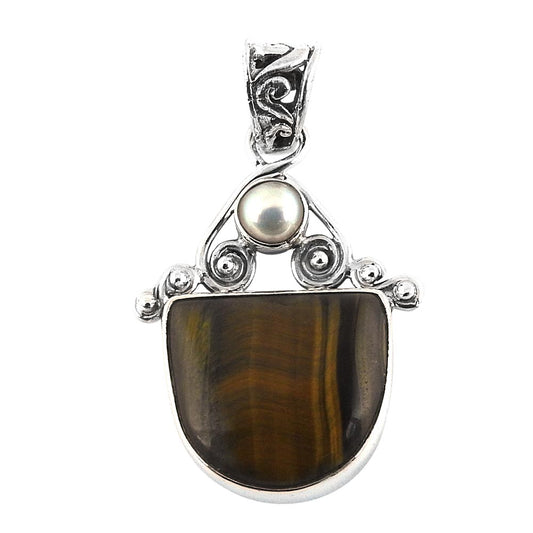 Anniversary Gift For Her Natural Tiger'S Eye Gemstone Pendant Boho 925 Silver F5