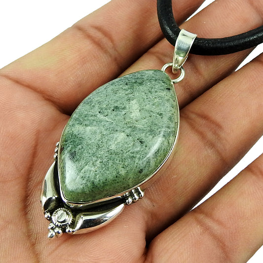 Natural Jasper Gemstone 925 Sterling Silver Mothers Day Gift Pendant Bohemian X3