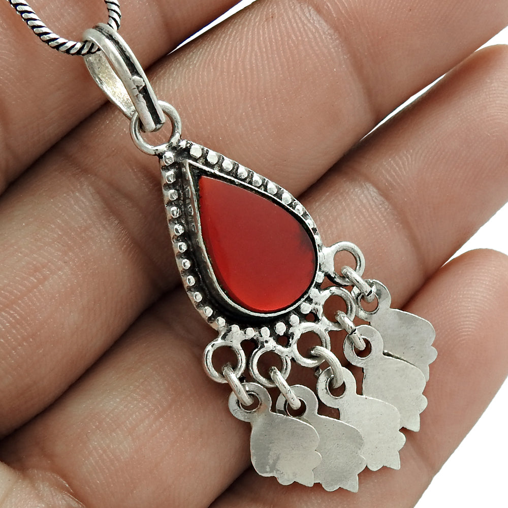 Natural Man-Made Glass Pendant 925 Sterling Silver Jewelry Mothers Day Gift A4