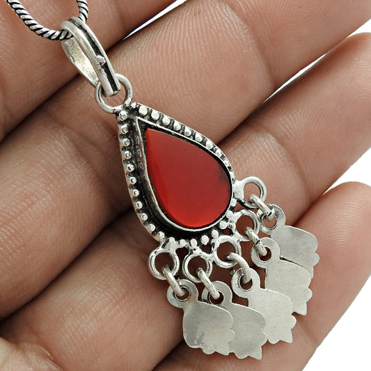 Natural Man-Made Glass Pendant 925 Sterling Silver Jewelry Mothers Day Gift A4