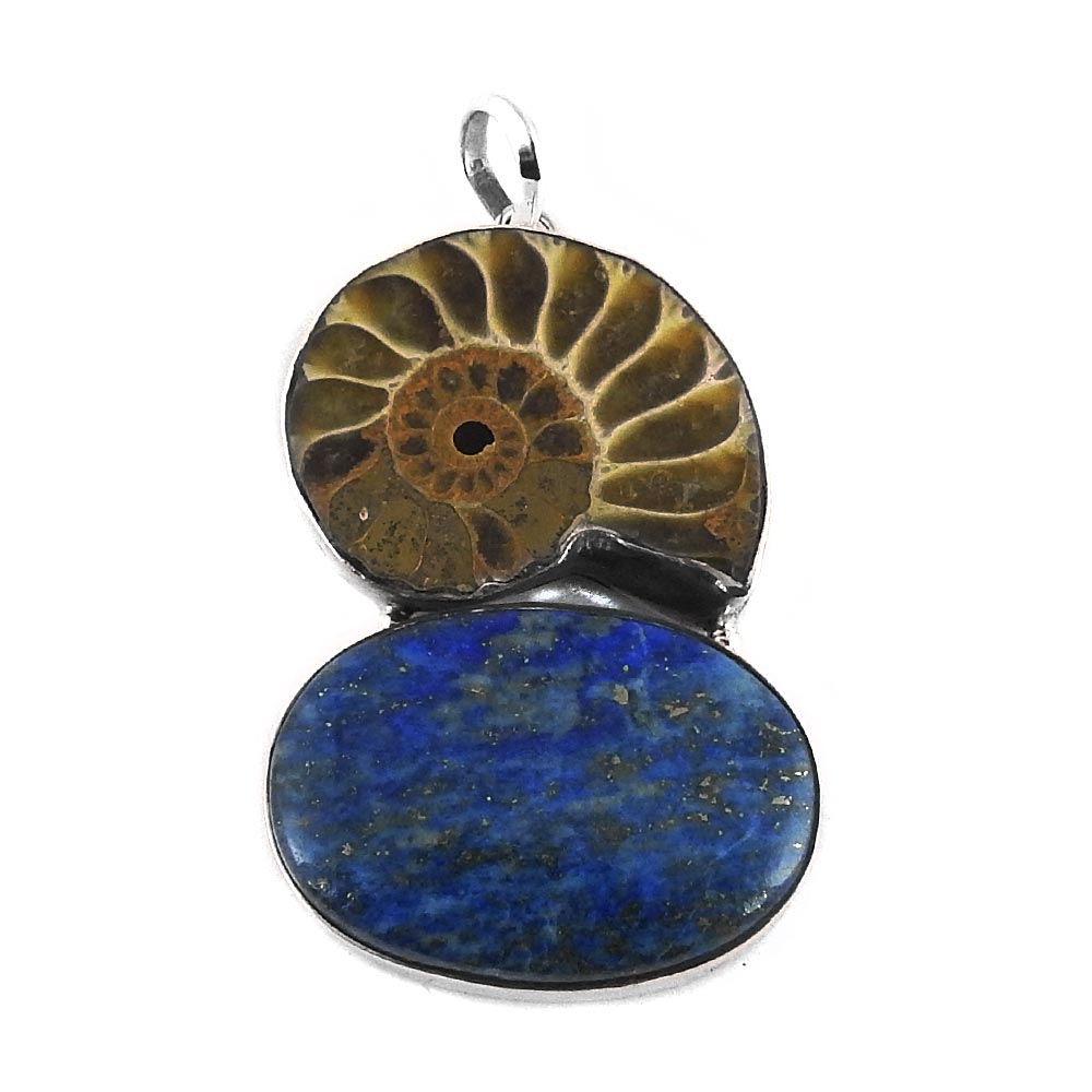 Mothers Day Gift 925 Sterling Silver Natural Lapis Lazuli Pendant Bohemian F4