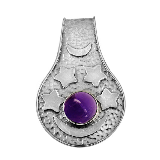 Natural Amethyst Gemstone 925 Sterling Silver Pendant Bohemian For Girls O2