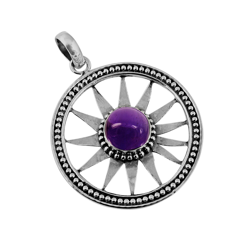 Natural Amethyst Gemstone Pendant 925 Sterling Silver Jewelry For Girls P2