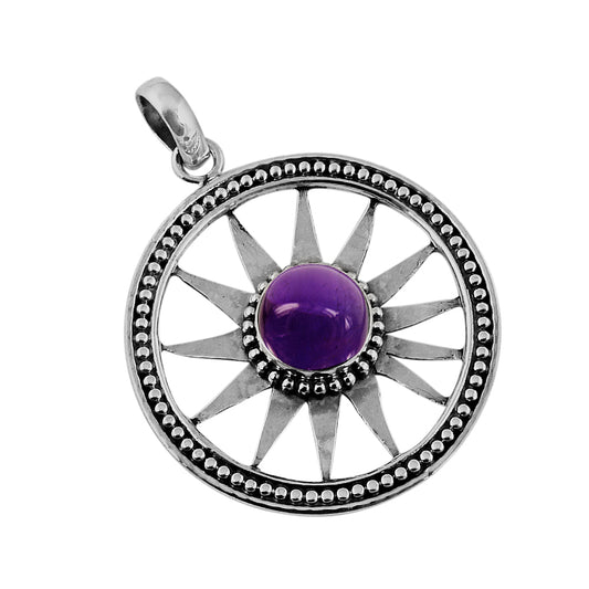 Natural Amethyst Gemstone Pendant 925 Sterling Silver Jewelry For Girls P2