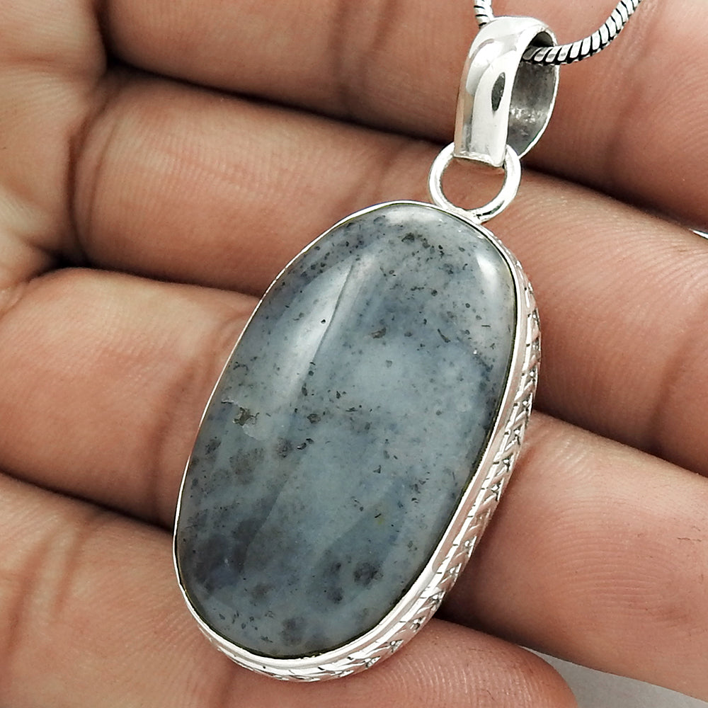 Natural Dendritic Agate Gemstone Pendant Tribal 925 Sterling Silver For Women G3