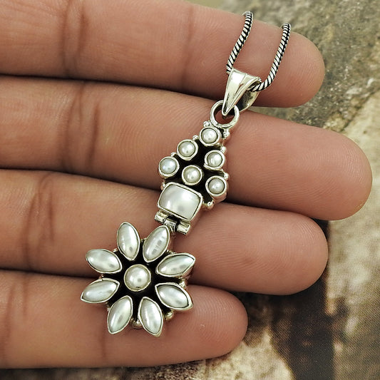 Mothers Day Gift 925 Sterling Silver Natural Pearl Pendant N4
