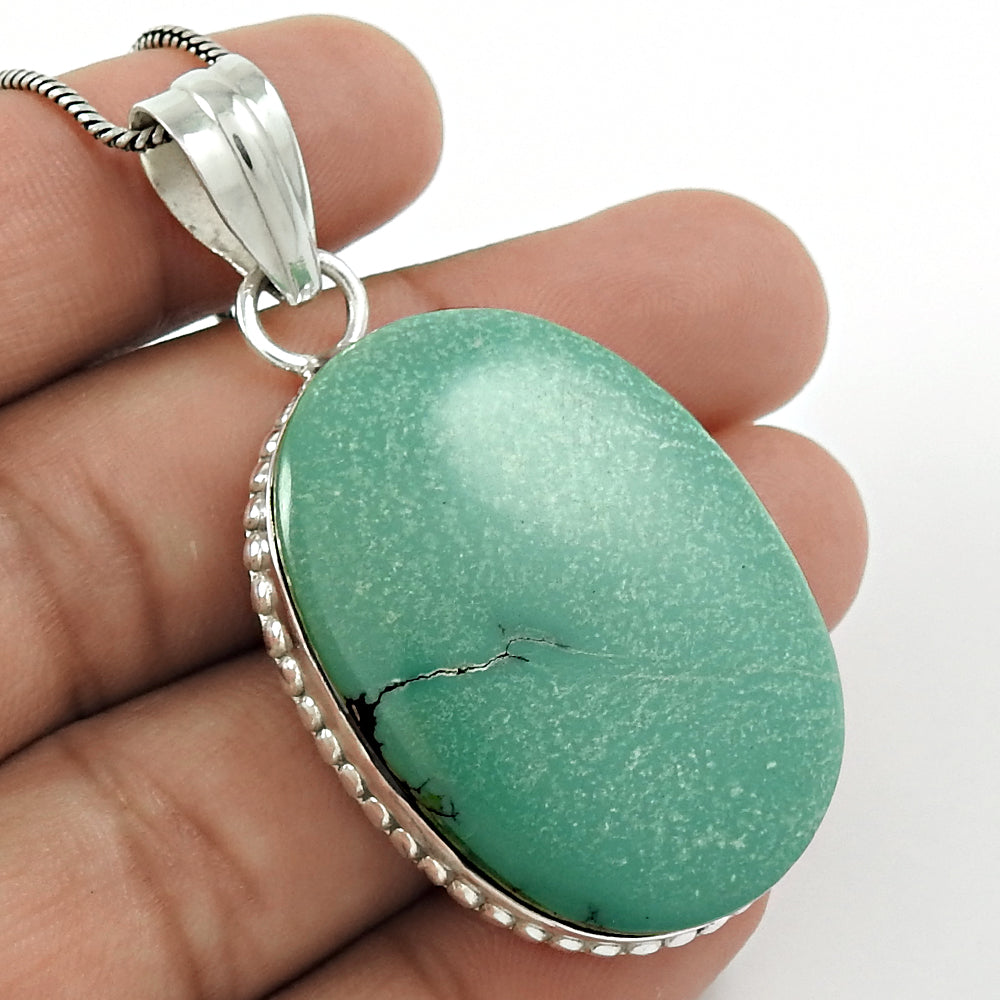 Natural Gemstone Pendant Vintage Turquoise 925 Sterling Silver Indian Jewelry I3