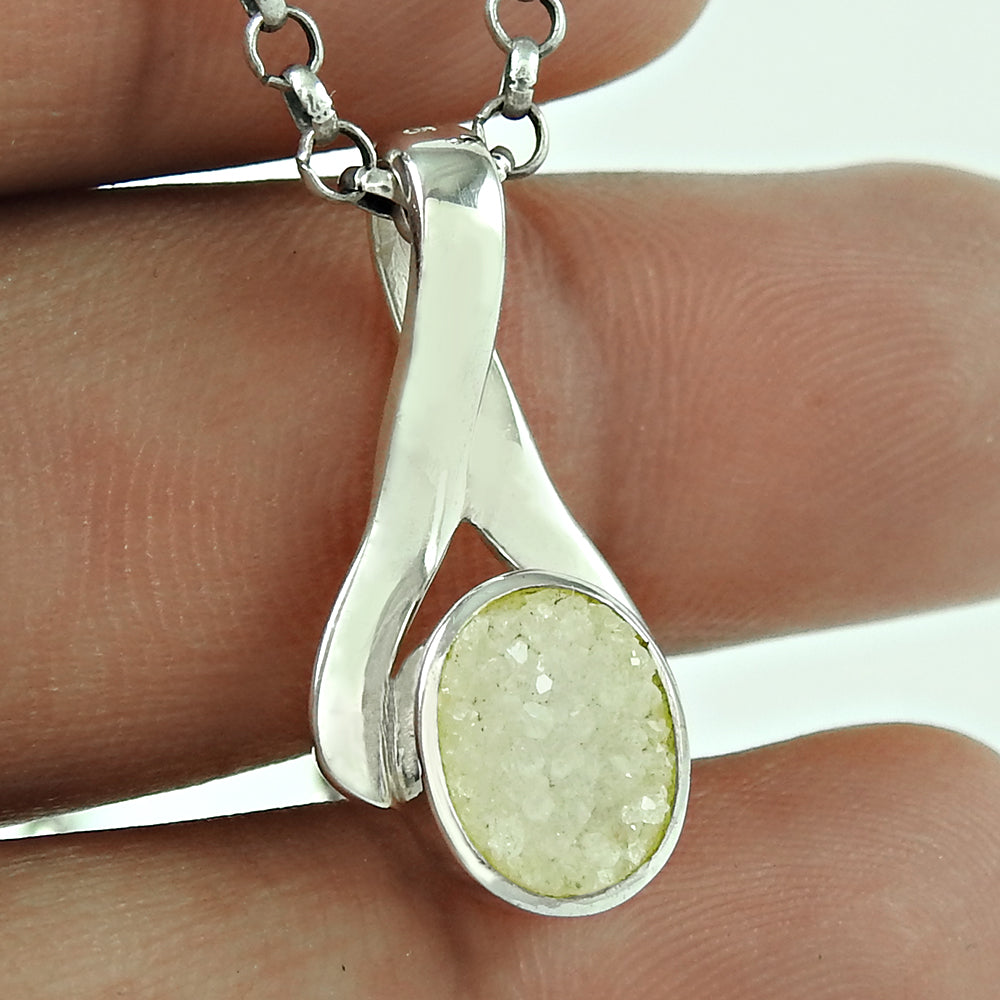 Tempting 925 Sterling Silver Druzy Pendant Fabricante