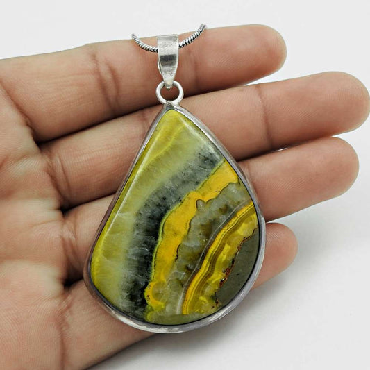 Bold Vintage Energetic Bumble Bee Gemstone Sterling Silver Pendant Jewellery