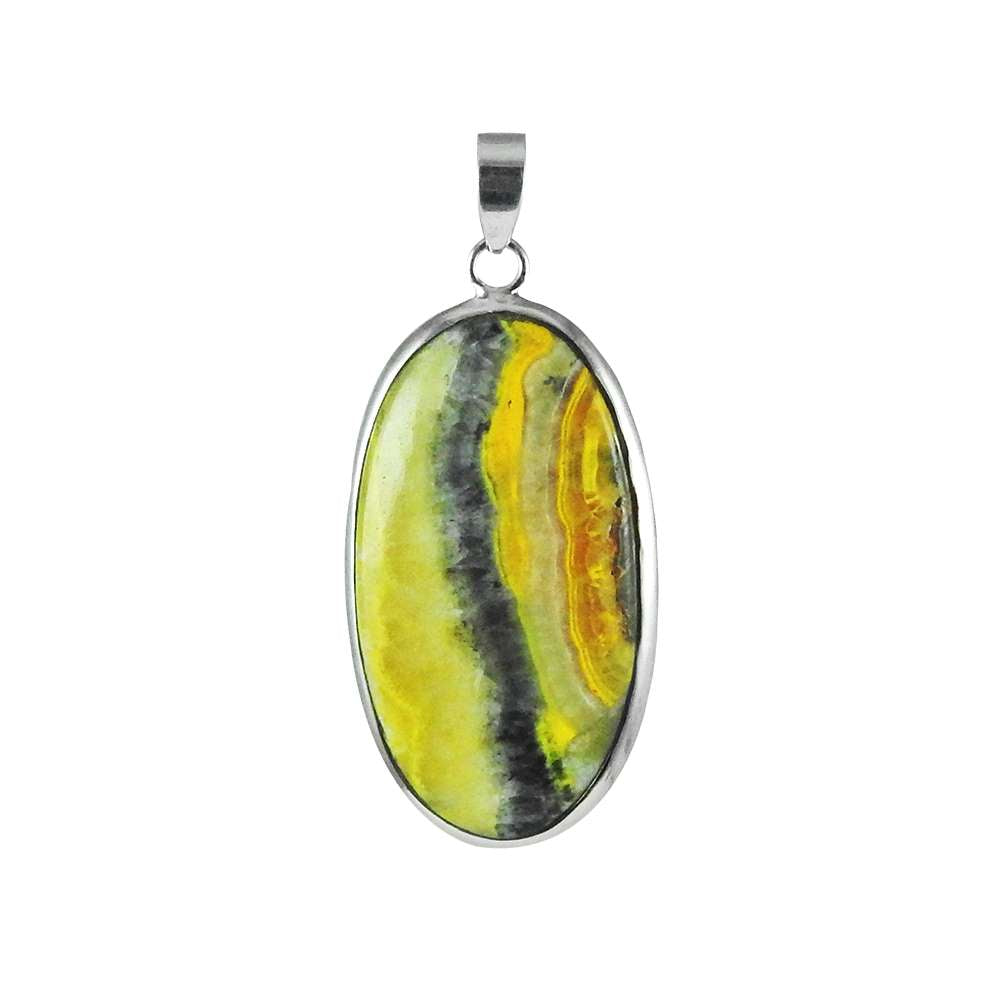 Love Circle Bumble Bee Gemstone Sterling Silver Pendant Jewellery