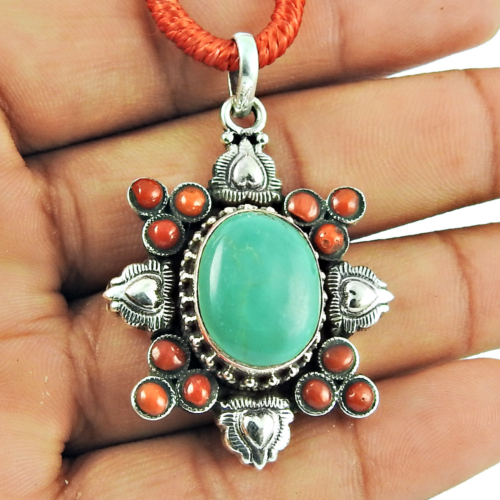 925 Silver Jewellery Beautiful Coral Turquoise Gemstone Pendant Proveedor