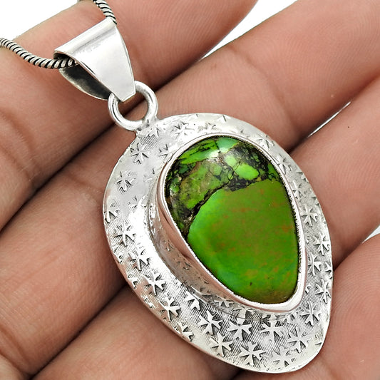 Natural Turquoise Gemstone 925 Sterling Silver Pendant Bohemian For Girls E4