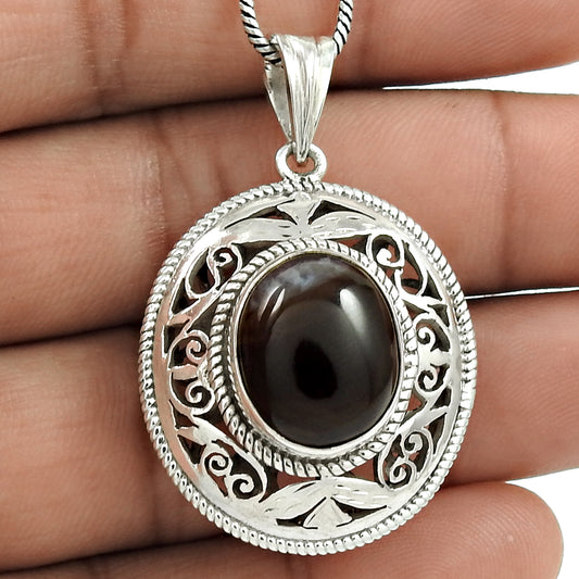 Mothers Day Gift Natural Onyx Gemstone Pendant 925 Sterling Silver I9