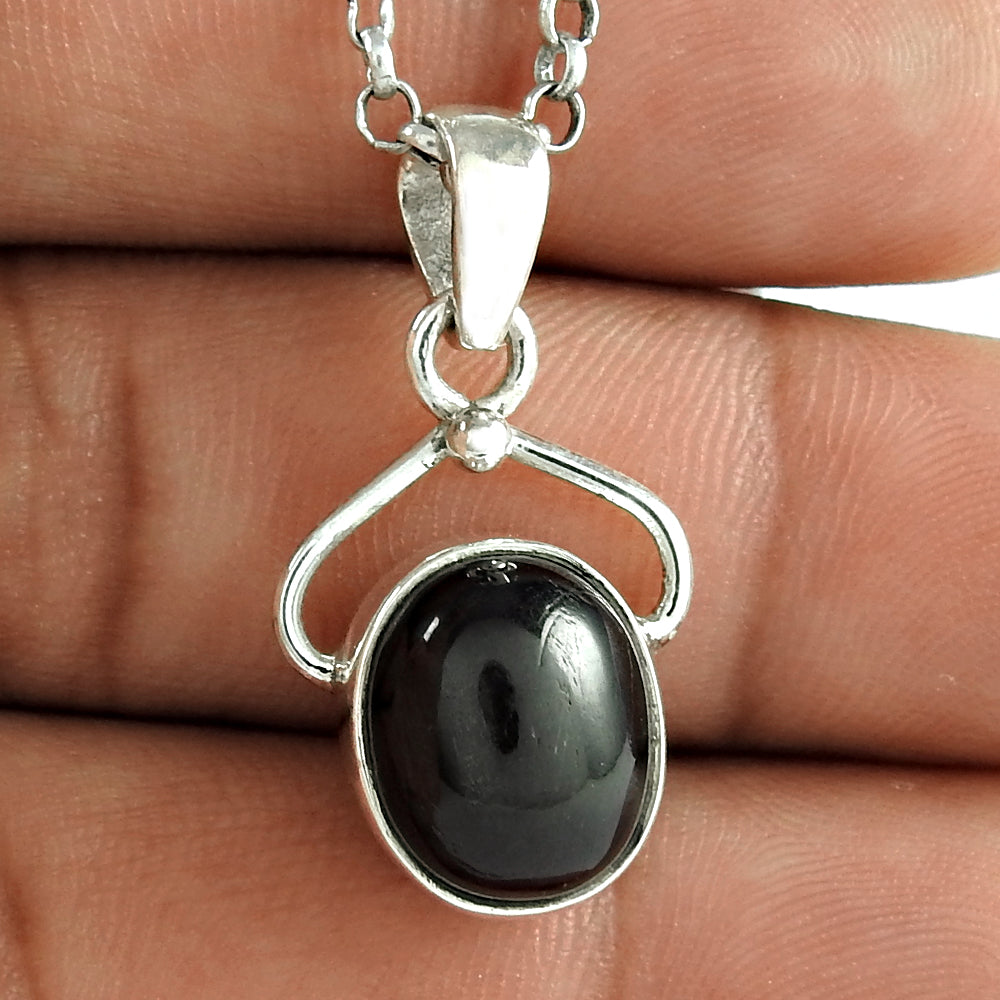 Claptoap 925 Sterling Silver Black Star Gemstone Pendant