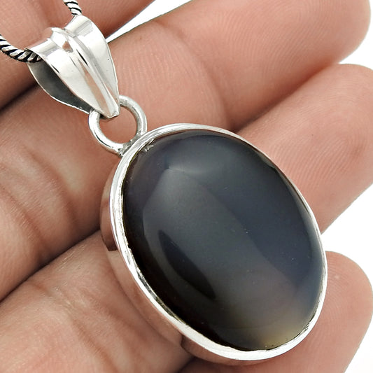Mothers Day Gift Jewelry Pendant Boho 925 Sterling Silver Natural Onyx Gemstone N6