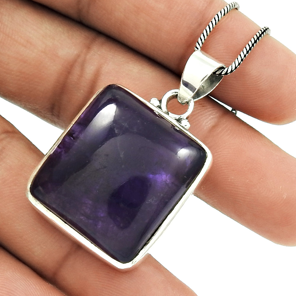 Mothers Day Gift 925 Silver Natural Amethyst Gemstone Pendant Ethnic P4